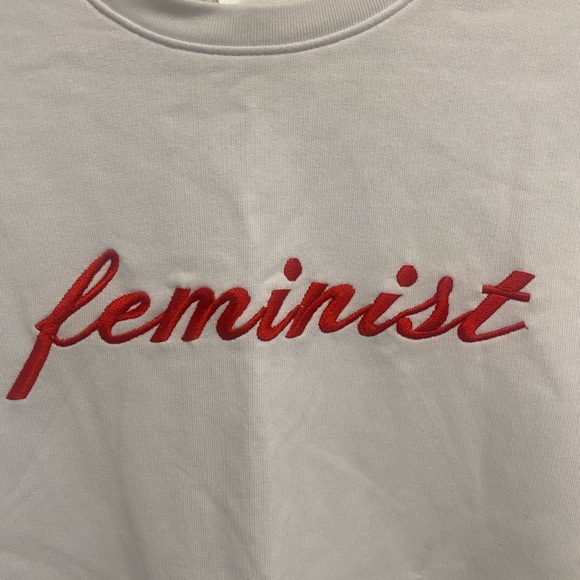 White and Red Feminist Sweatshirt - Size XS - Picture 3 of 7